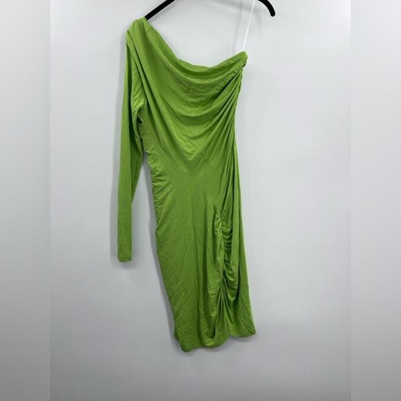 Atlein Collective Lime Bright Green One Shoulder Long Sleeve Dress - Picture 6 of 6